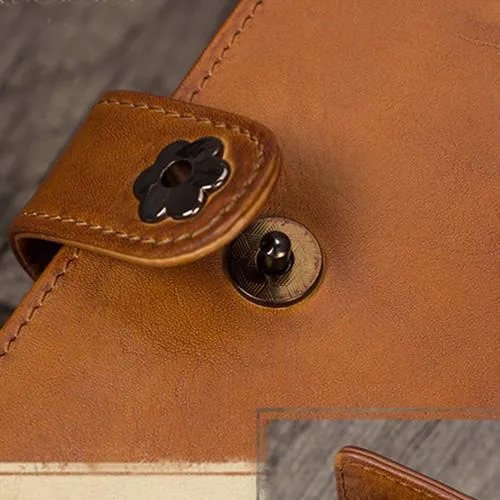 Vintage Leather Womens Blue Long Clutch Wallet Brown Bifold Purse Long Wallet for Ladies