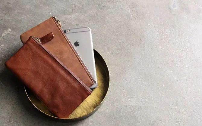 Vintage LEATHER Womens Long Clutch Wallet Zipper Slim Long Wallet FOR Women