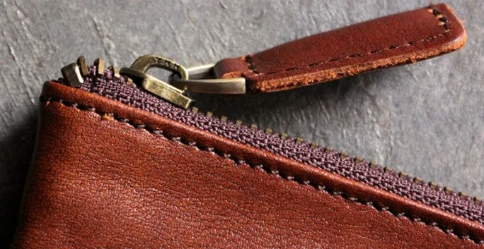 Vintage LEATHER Womens Long Clutch Wallet Zipper Slim Long Wallet FOR Women