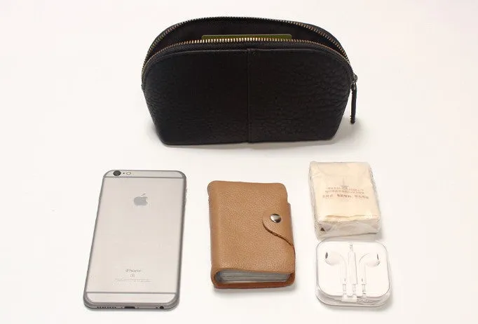 Vintage LEATHER Womens Wristlet Bag Small Leather Clutch Makeup Purse FOR Women