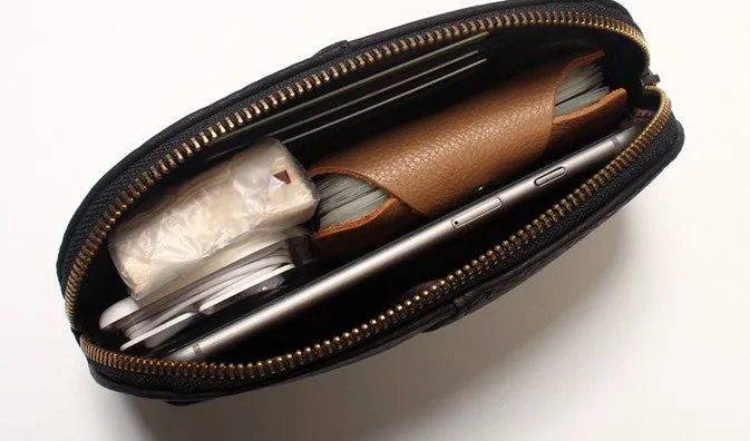 Vintage LEATHER Womens Wristlet Bag Small Leather Clutch Makeup Purse FOR Women