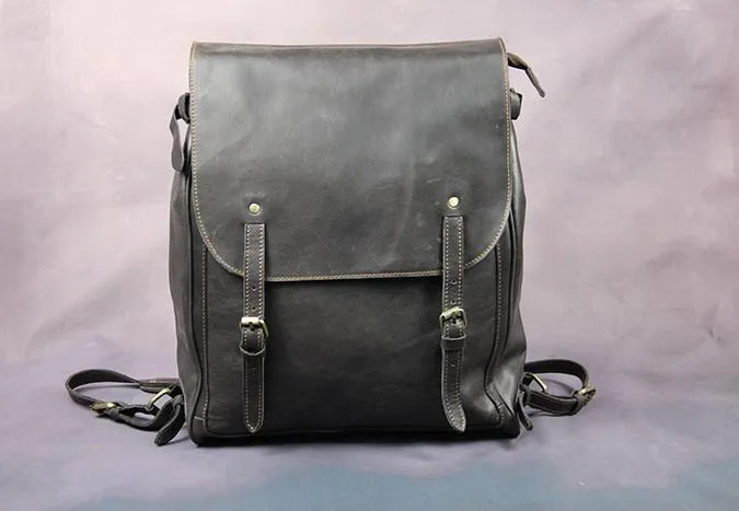 Vintage Mens Leather 15inch Laptop Backpack Leather School Backpack Travel Backpack for Men