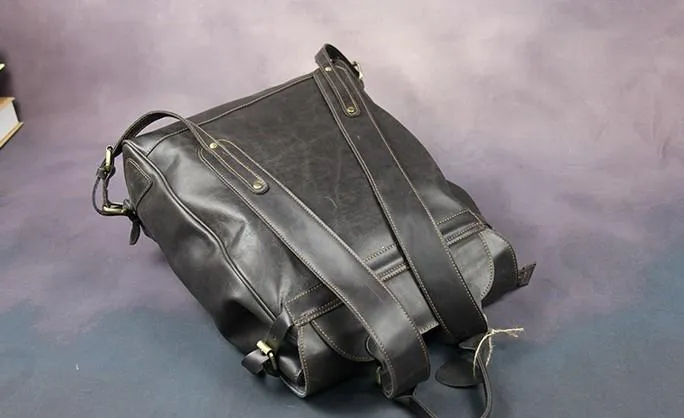 Vintage Mens Leather 15inch Laptop Backpack Leather School Backpack Travel Backpack for Men