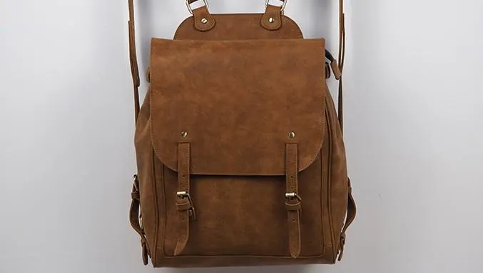 Vintage Mens Leather 15inch Laptop Backpack Leather School Backpack Travel Backpack for Men