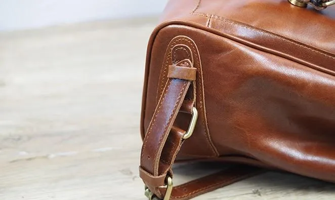 Vintage Mens Leather 15inch Laptop Backpack Leather School Backpack Travel Backpack for Men