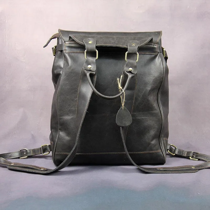 Vintage Mens Leather 15inch Laptop Backpack Leather School Backpack Travel Backpack for Men