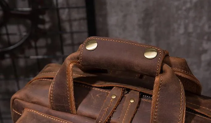 Vintage Mens Leather Large Laptop Backpack Travel Backpack Leather School Backpacks for Men