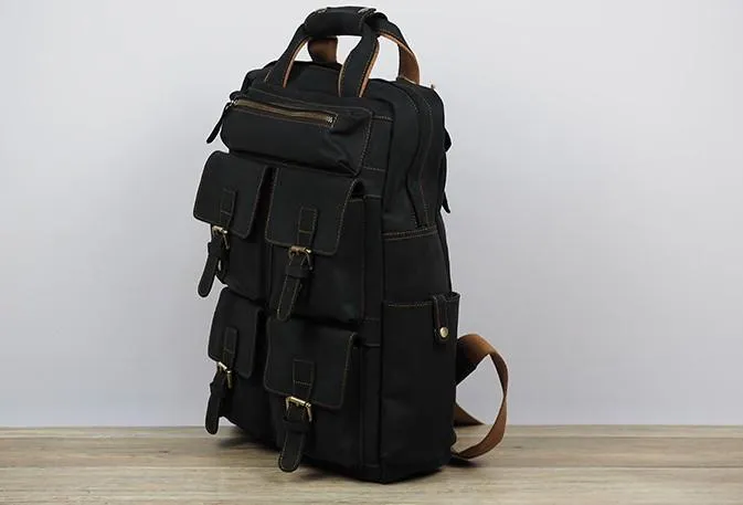 Vintage Mens Leather Large Laptop Backpack Travel Backpack Leather School Backpacks for Men