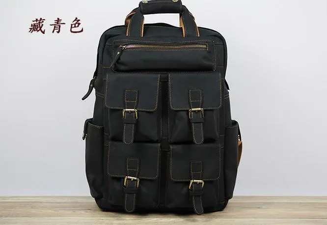 Vintage Mens Leather Large Laptop Backpack Travel Backpack Leather School Backpacks for Men