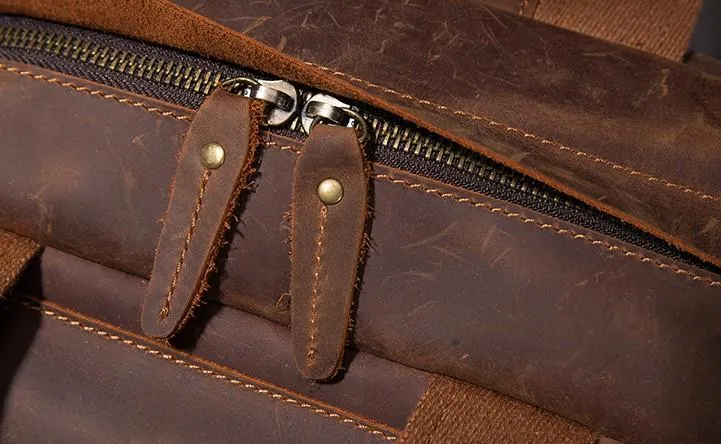 Vintage Mens Leather Large Laptop Backpack Travel Backpack Leather School Backpacks for Men
