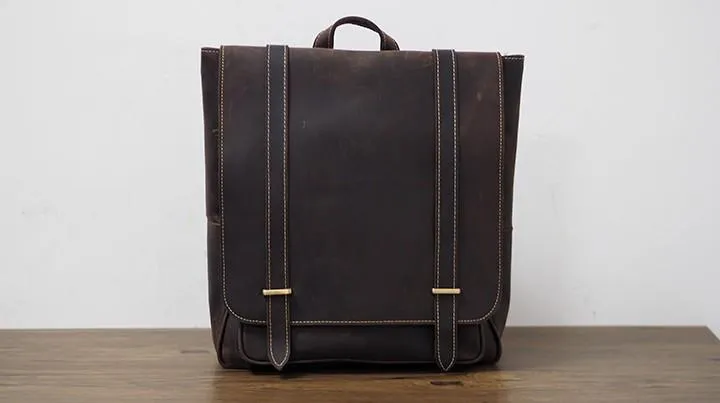 Vintage Mens Leather School Backpacks Laptop Backpack Travel Leather Backpack for Men