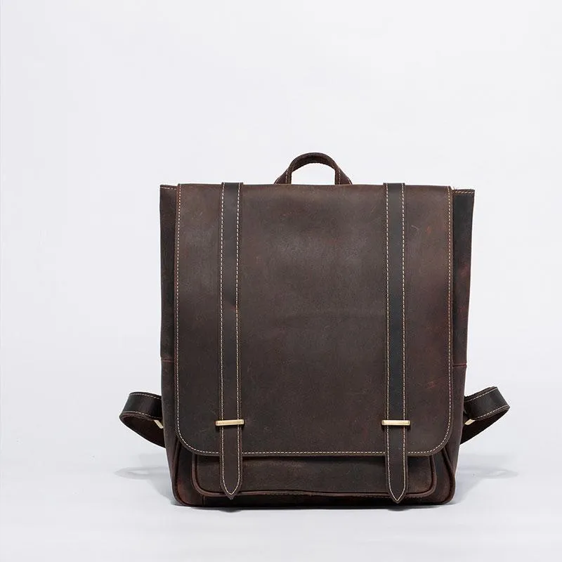 Vintage Mens Leather School Backpacks Laptop Backpack Travel Leather Backpack for Men