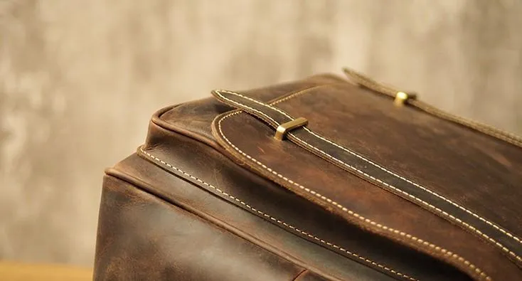 Vintage Mens Leather School Backpacks Laptop Backpack Travel Leather Backpack for Men