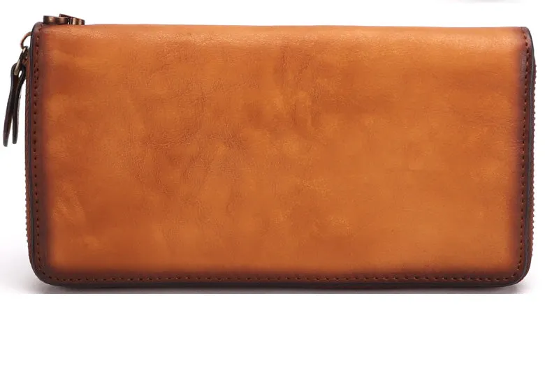 Vintage Reindeer Green Leather Wristlet Wallets Womens Zip Around Wallet Reindeer Ladies Zipper Clutch Wallets for Women