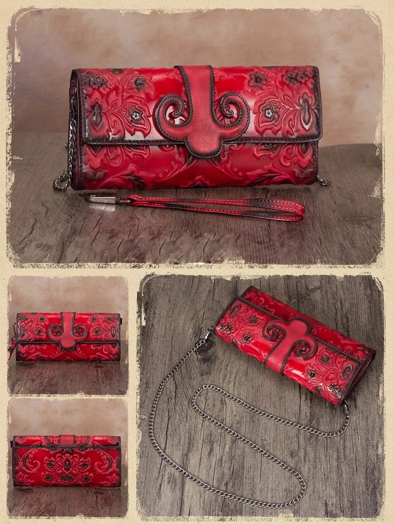 Vintage Sunflowers Green Leather Wristlet Wallet Womens Floral Shoulder Wallet Purse Zip Crossbody Purse Chain Shoulder Bag for Women