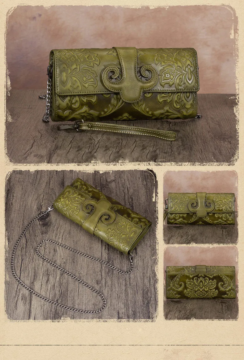Vintage Sunflowers Tan Leather Wristlet Wallet Womens Floral Shoulder Wallet Purse Zip Crossbody Purse Chain Shoulder Bag for Women