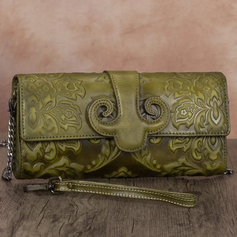Vintage Sunflowers Tan Leather Wristlet Wallet Womens Floral Shoulder Wallet Purse Zip Crossbody Purse Chain Shoulder Bag for Women