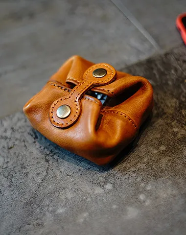 Vintage Women Coffee Leather Coin Pouch Catch All Tray Coin Wallet Change Wallet For Women