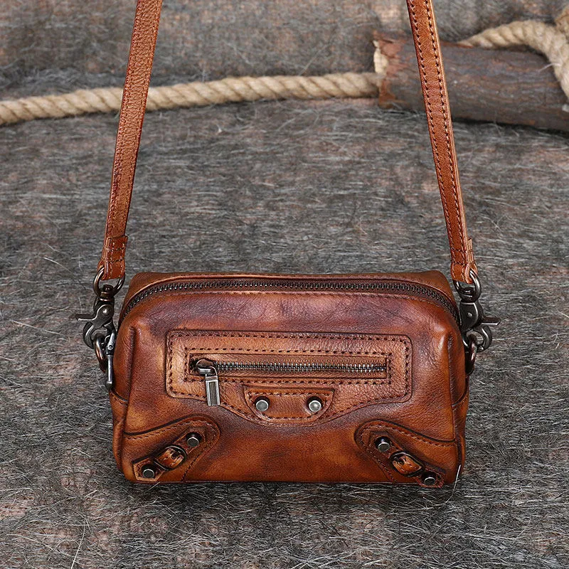 Vintage Womens Green Leather Wristlet Wallets Mini Shoulder Bag Small Crossbody Bag for Women