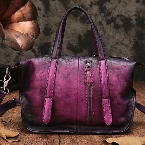 Vintage Womens Purple Leather Handbag Purse Shoulder Handbags Crossbody Bags for Ladies