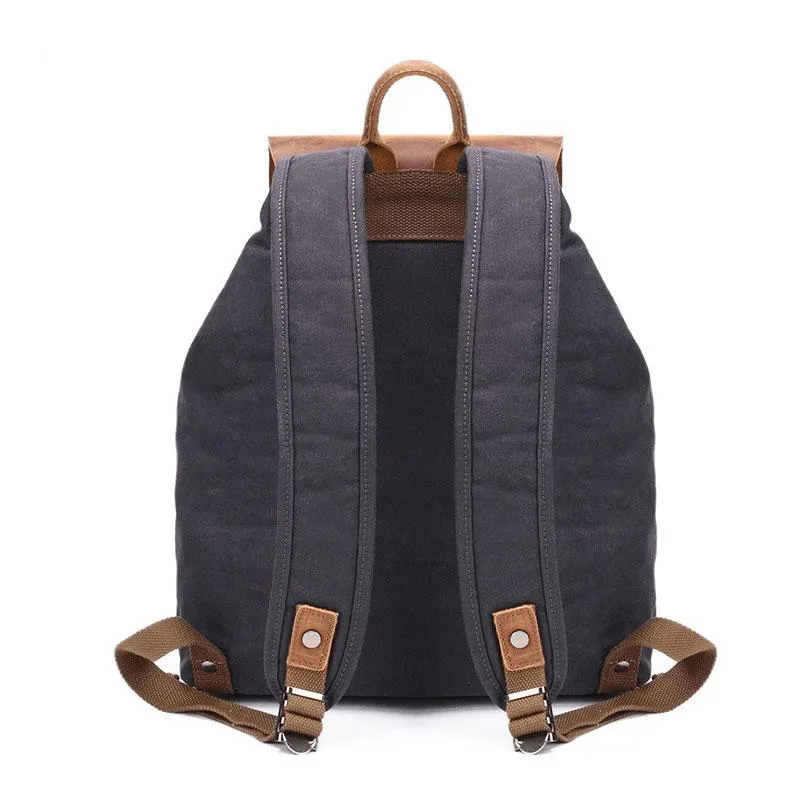 Waxed Canvas Leather Mens Backpack Canvas Travel Backpacks Canvas School Backpack for Men