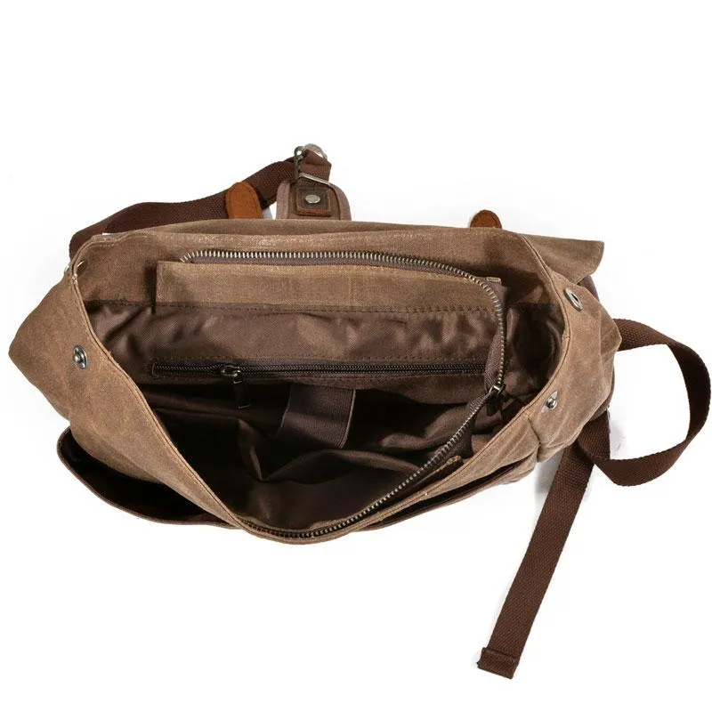 Waxed Canvas Leather Mens Backpacks Canvas Travel Backpack Canvas School Backpack for Men