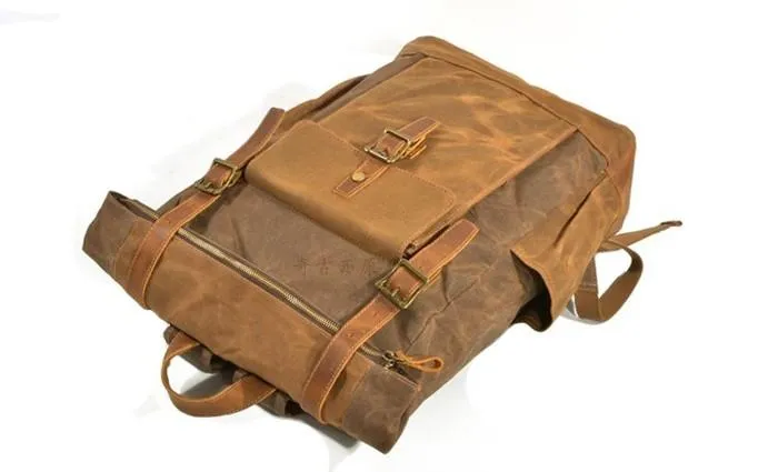 Waxed Canvas Mens Backpacks Canvas Travel Backpack Canvas School Backpack for Men