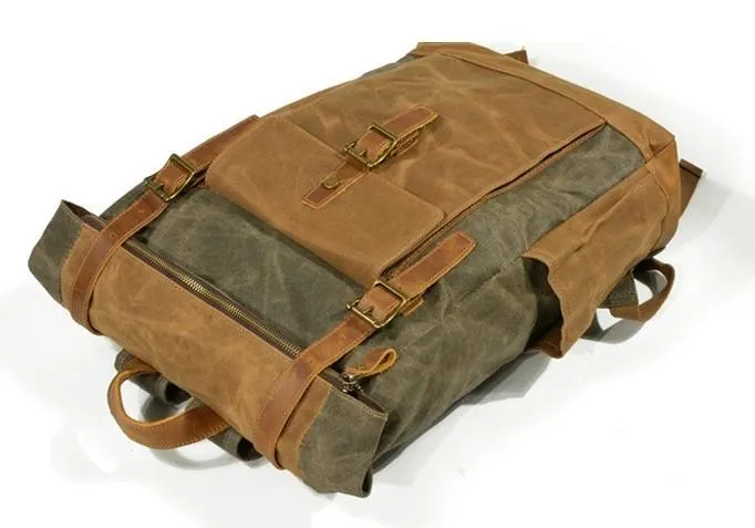 Waxed Canvas Mens Backpacks Canvas Travel Backpack Canvas School Backpack for Men