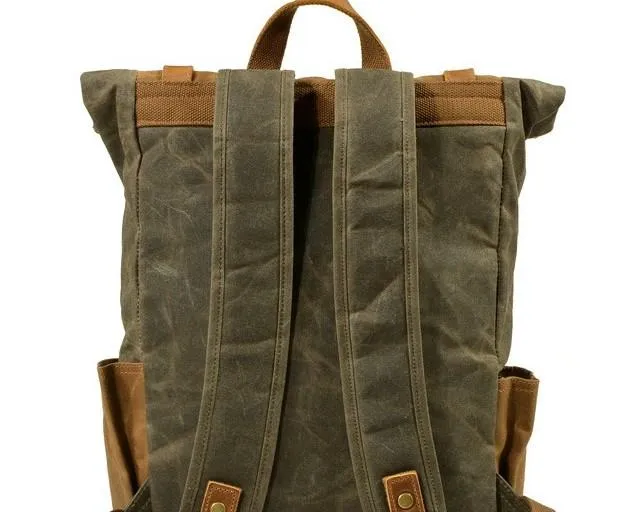 Waxed Canvas Mens Backpacks Canvas Travel Backpack Canvas School Backpack for Men