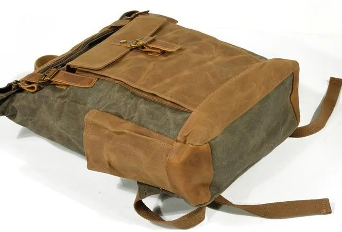 Waxed Canvas Mens Backpacks Canvas Travel Backpack Canvas School Backpack for Men