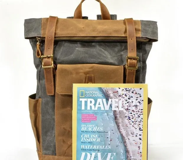 Waxed Canvas Mens Backpacks Canvas Travel Backpack Canvas School Backpack for Men