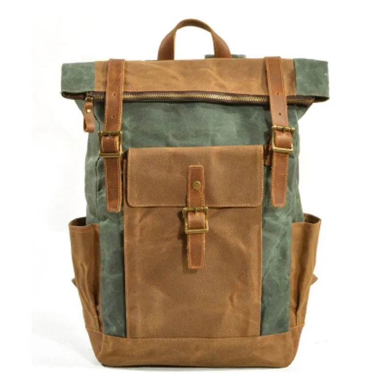 Waxed Canvas Mens Backpacks Canvas Travel Backpack Canvas School Backpack for Men
