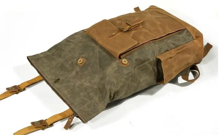 Waxed Canvas Mens Backpacks Canvas Travel Backpack Canvas School Backpack for Men