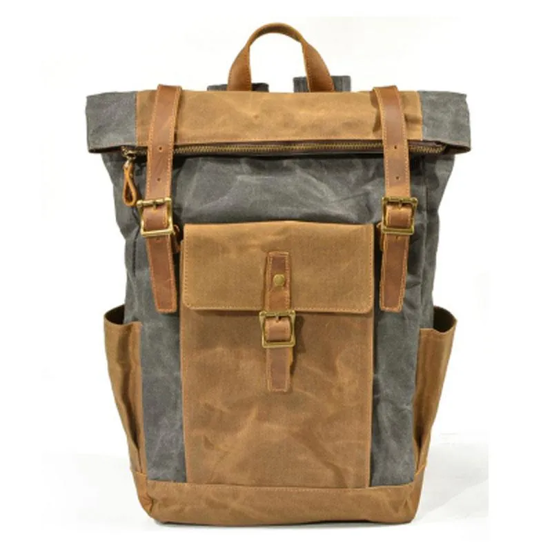 Waxed Canvas Mens Backpacks Canvas Travel Backpack Canvas School Backpack for Men