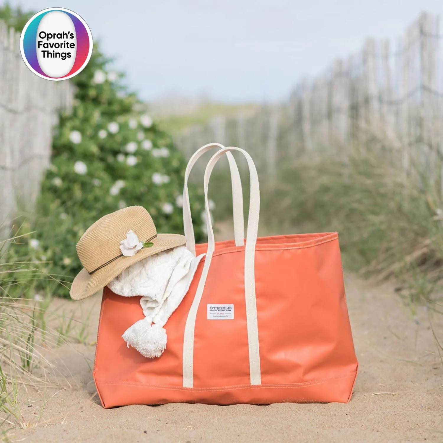 Women Coated Canvas Tote Bag In Orange