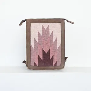 Women's Artisan Made Slim Leather Backpack In Pink Oaxacan Textile