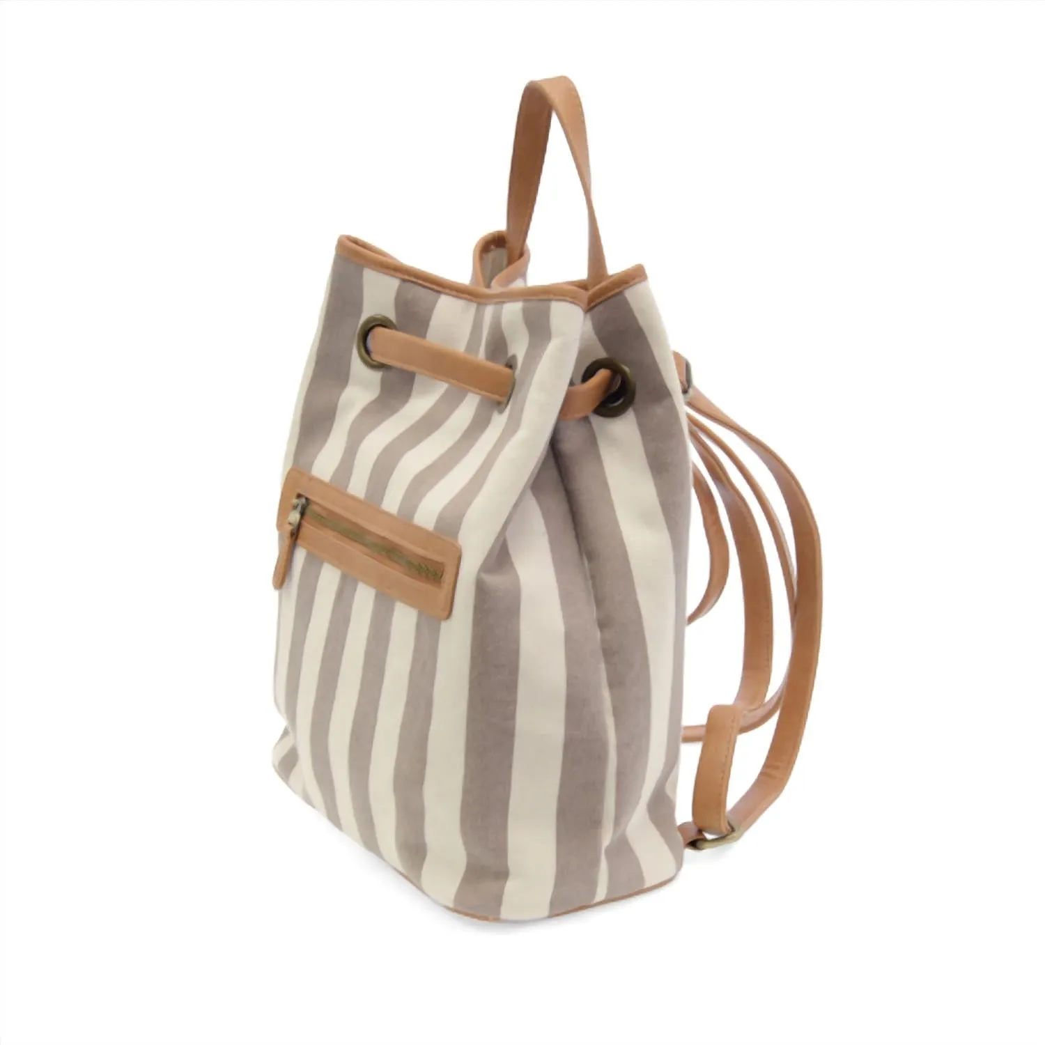 Women's Awning Stripe Canvas Backpack In Neutral