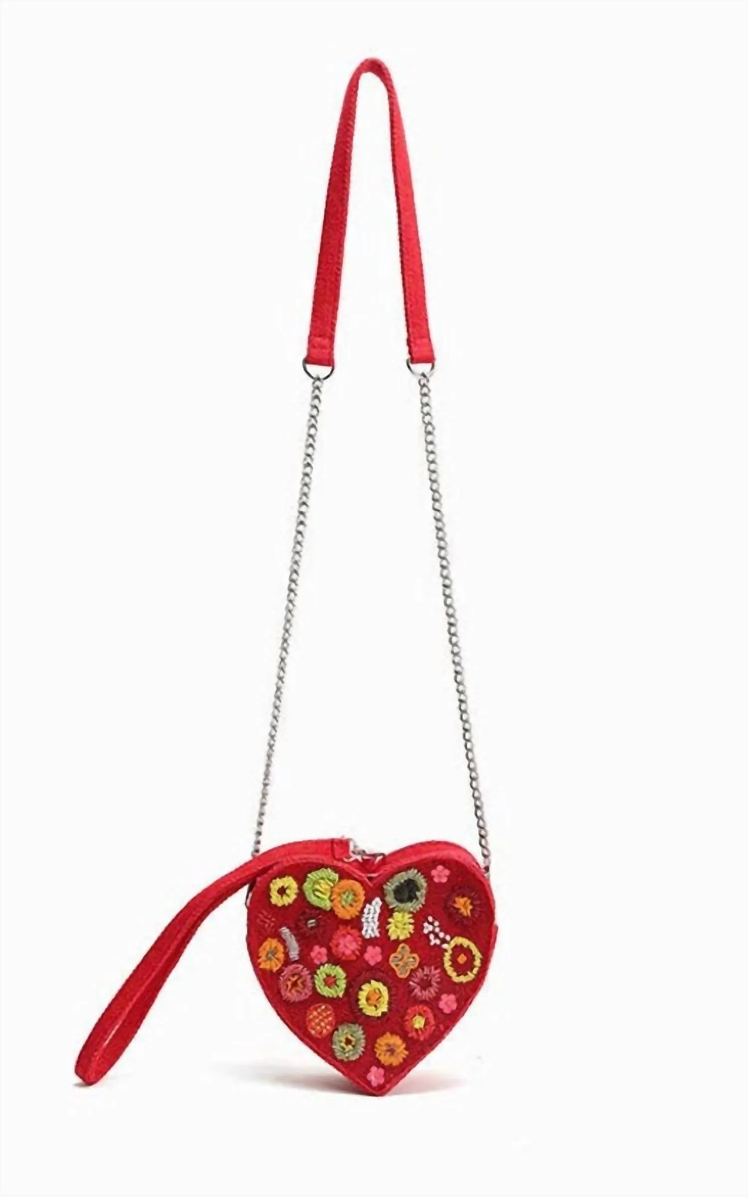 Women's Blossom Heart Shaped Clutch In Crimson