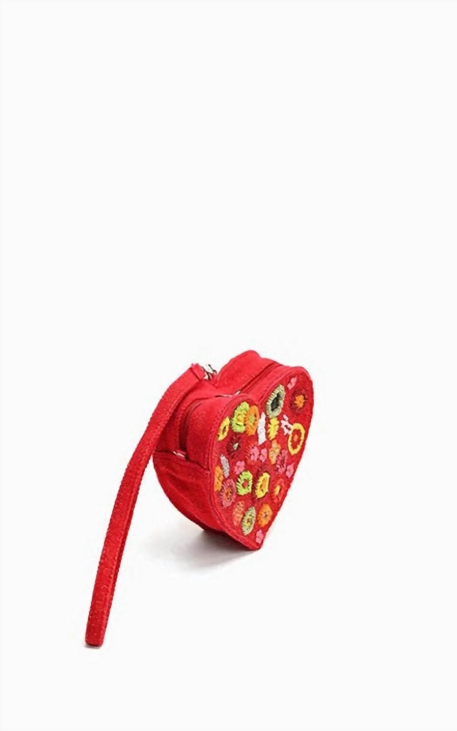 Women's Blossom Heart Shaped Clutch In Crimson