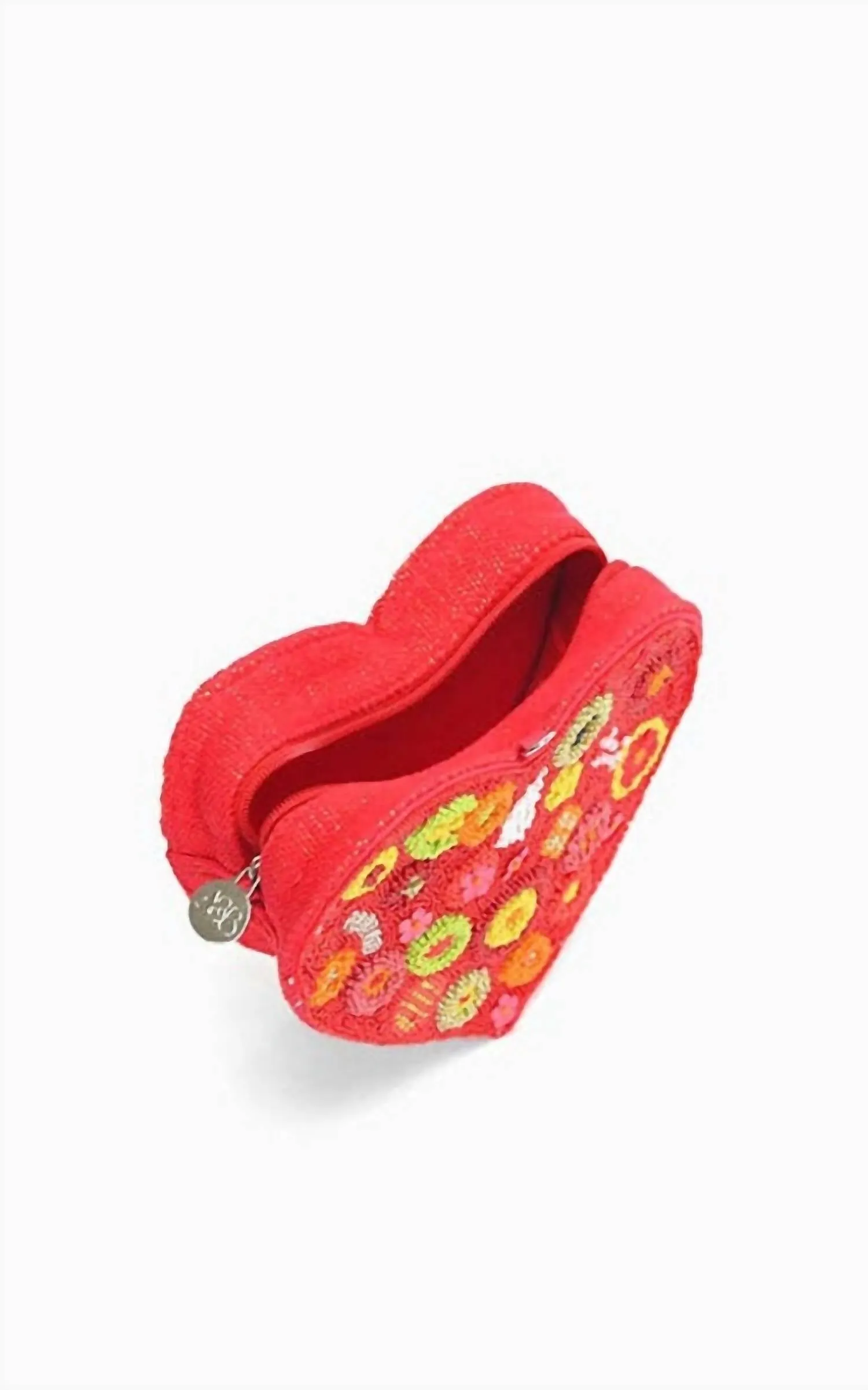 Women's Blossom Heart Shaped Clutch In Crimson