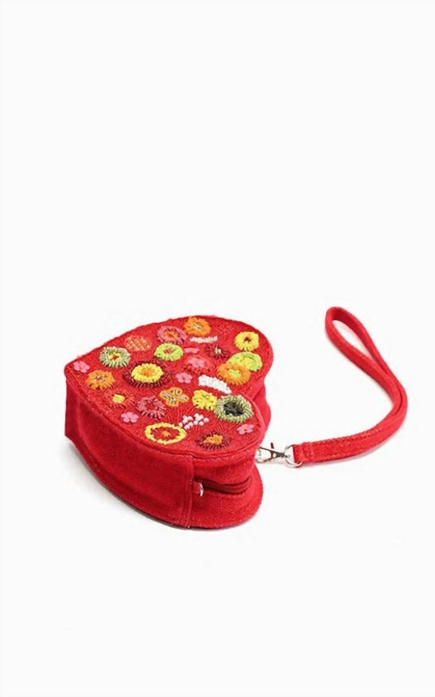 Women's Blossom Heart Shaped Clutch In Crimson