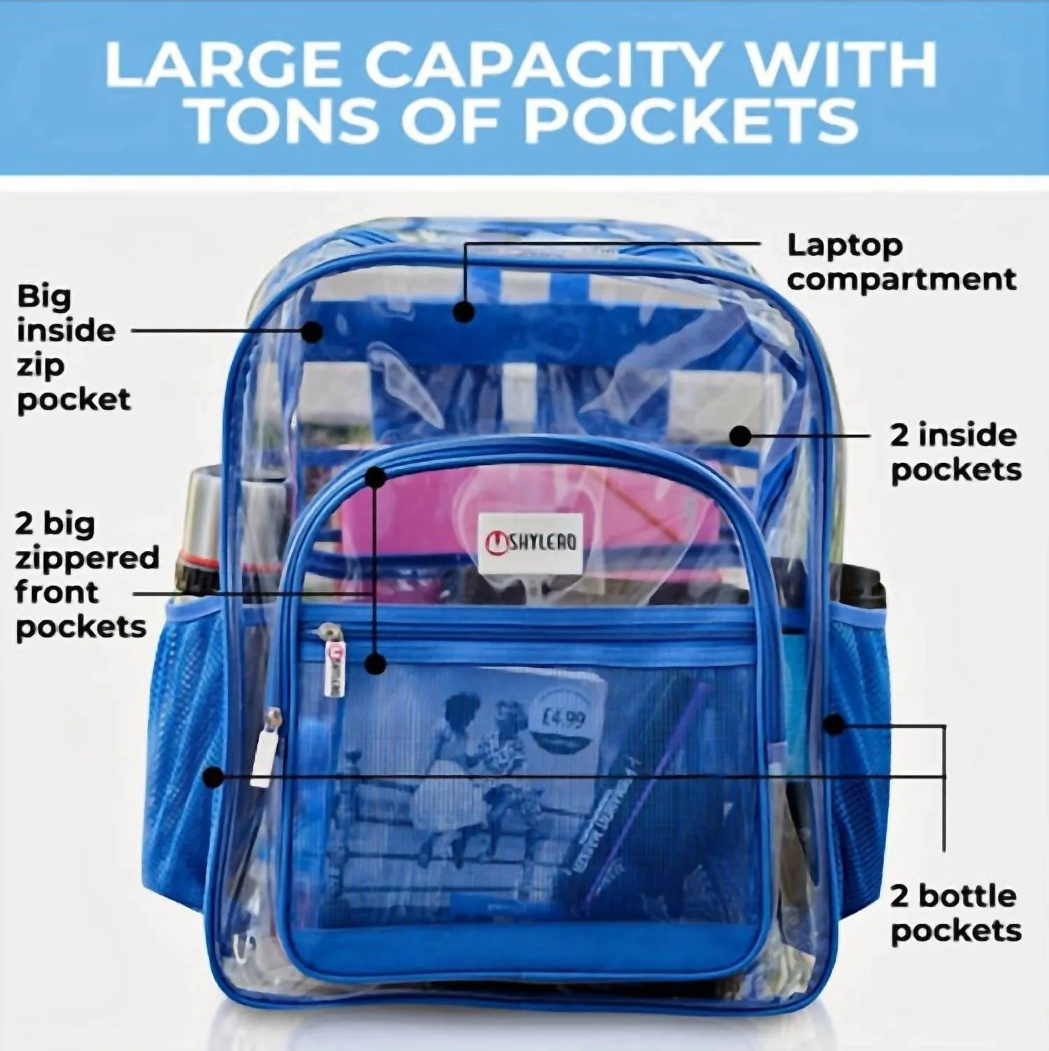 Women's Clear Backpack In Blue