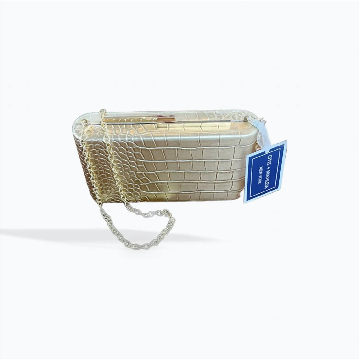 Women's Croc Embossed Clutch In Gold