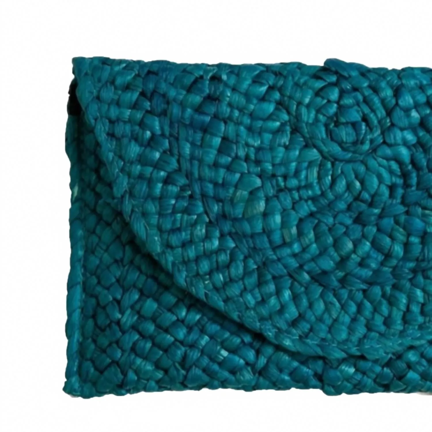 Women's Eliza Rattan Woven Straw Clutch In Turquoise Blue