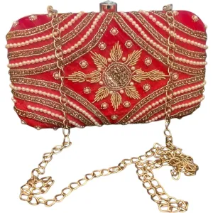Women's Embroidered Velvet Clutch Bag