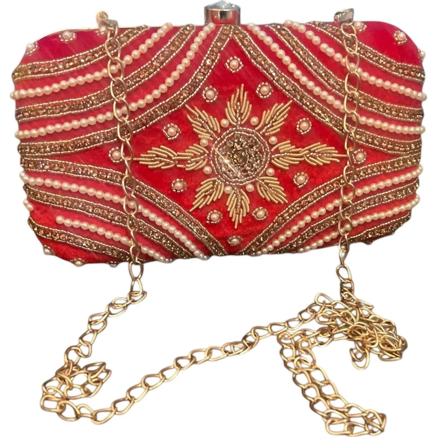 Women's Embroidered Velvet Clutch Bag