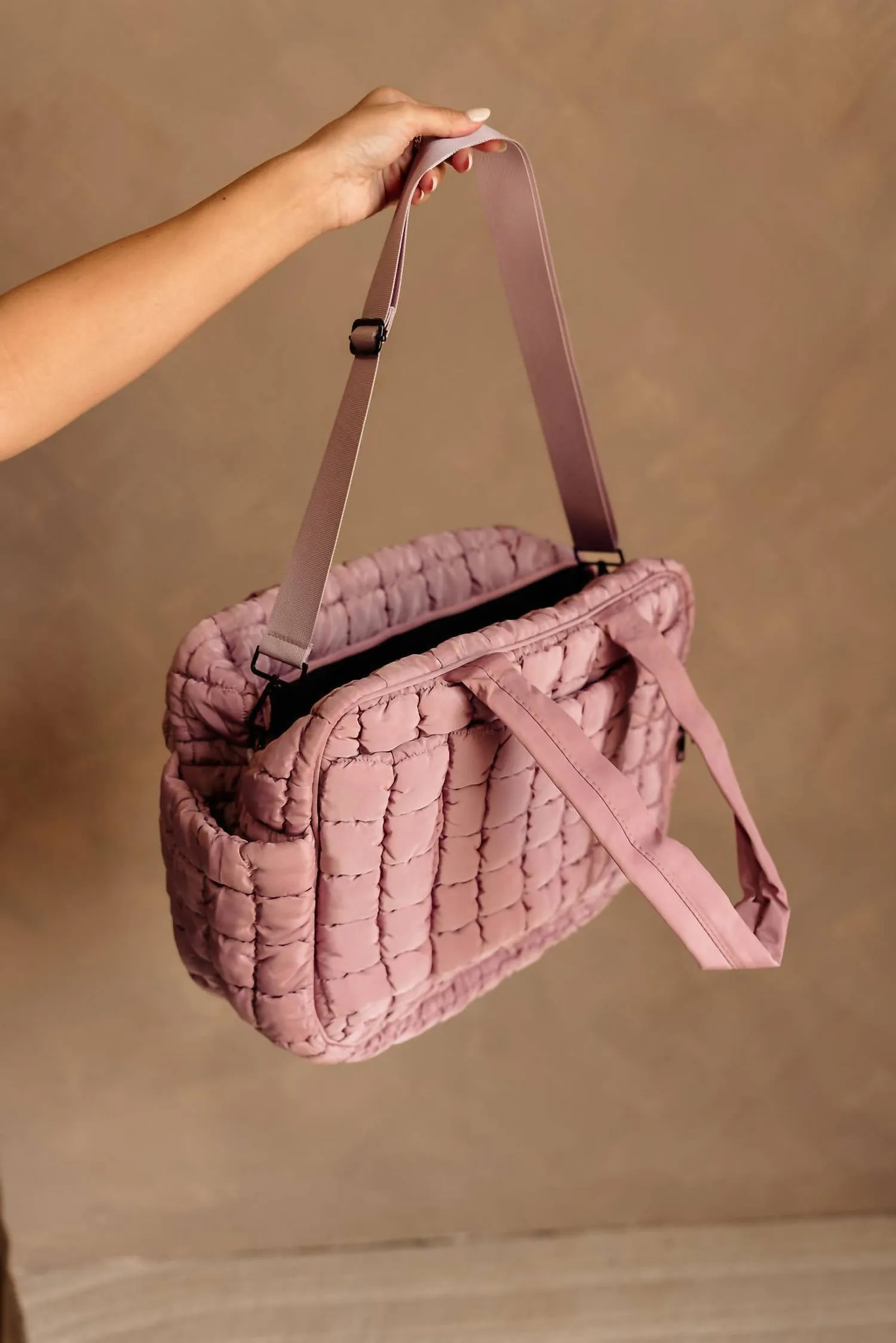 Women's Erica Quilted Weekend Duffel Bag In Mauve