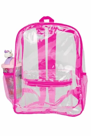 Women's Extra Large Outlined Clear Pvc Backpack In Pink