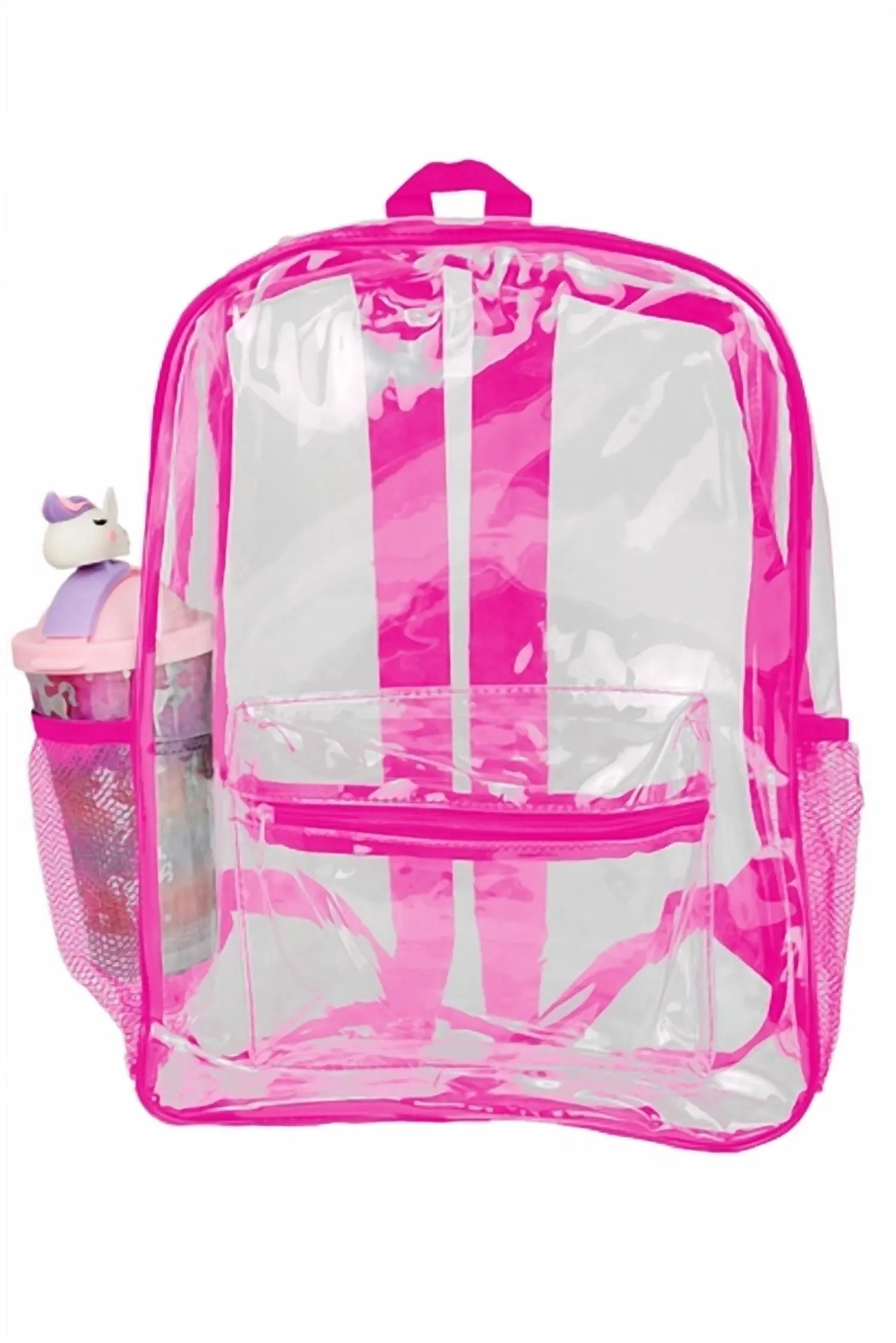 Women's Extra Large Outlined Clear Pvc Backpack In Pink