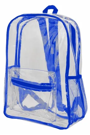 Women's Extra Large Outlined Clear Pvc Backpack In Royal Blue
